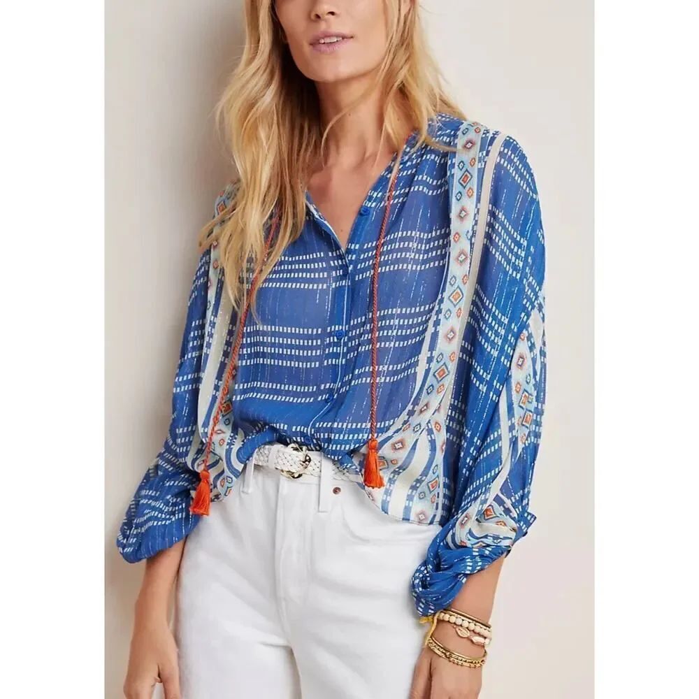 Anthropologie Verb by Pallavi Singhee Katia Peasant Blouse Women’s Sz. L